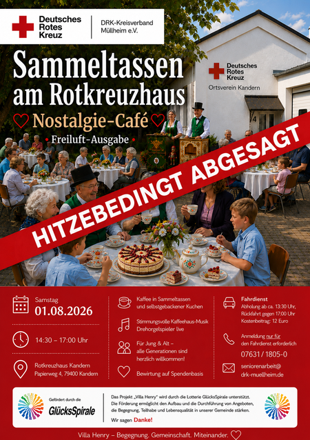 Auf dem Plakat wird die Absage des Nostalgie-Cafés in Kandern bekannt gegeben.