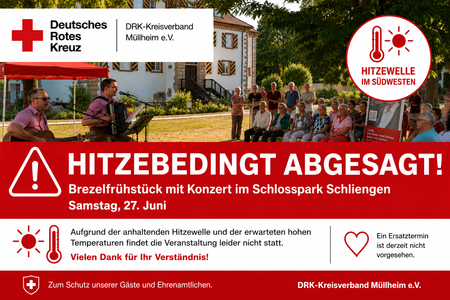 Plakat zur Info hitzebedingte Absage Brezelfrühstück