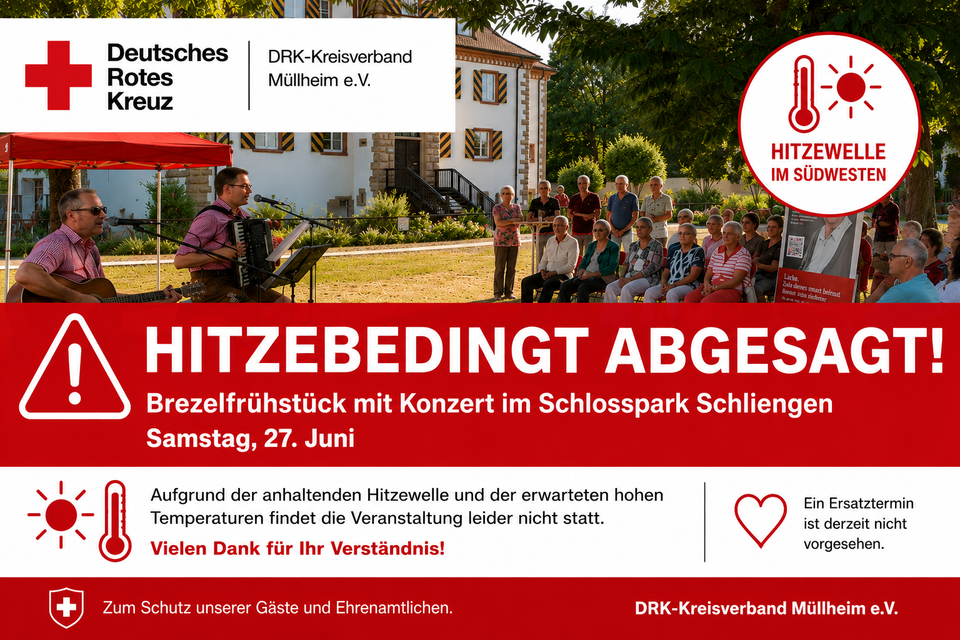 Plakat zur Info hitzebedingte Absage Brezelfrühstück