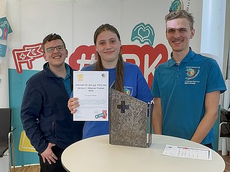 Auf dem Bild sind JRK'ler mit dem Preis zu sehen